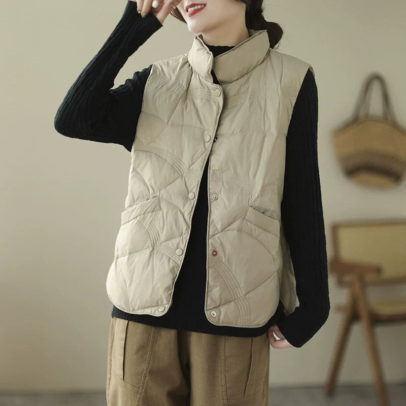 Loose Stand Collar Thickened Short Vest