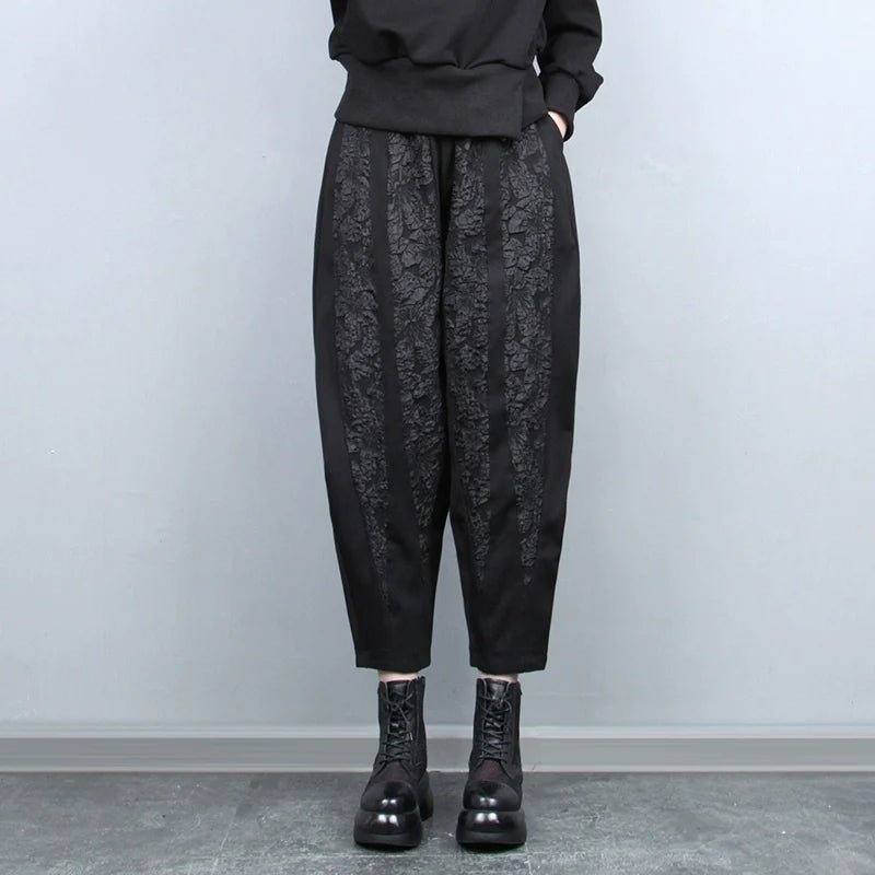 Vintage Jacquard Patchwork Cropped Trousers