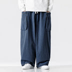 Japanese Retro Loose Large Pocket Denim Wide-leg Pants