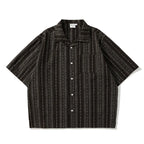 Colorblock Striped Cuban Collar Shirt