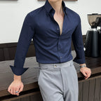 Striped Point Collar Casual Slim Shirt