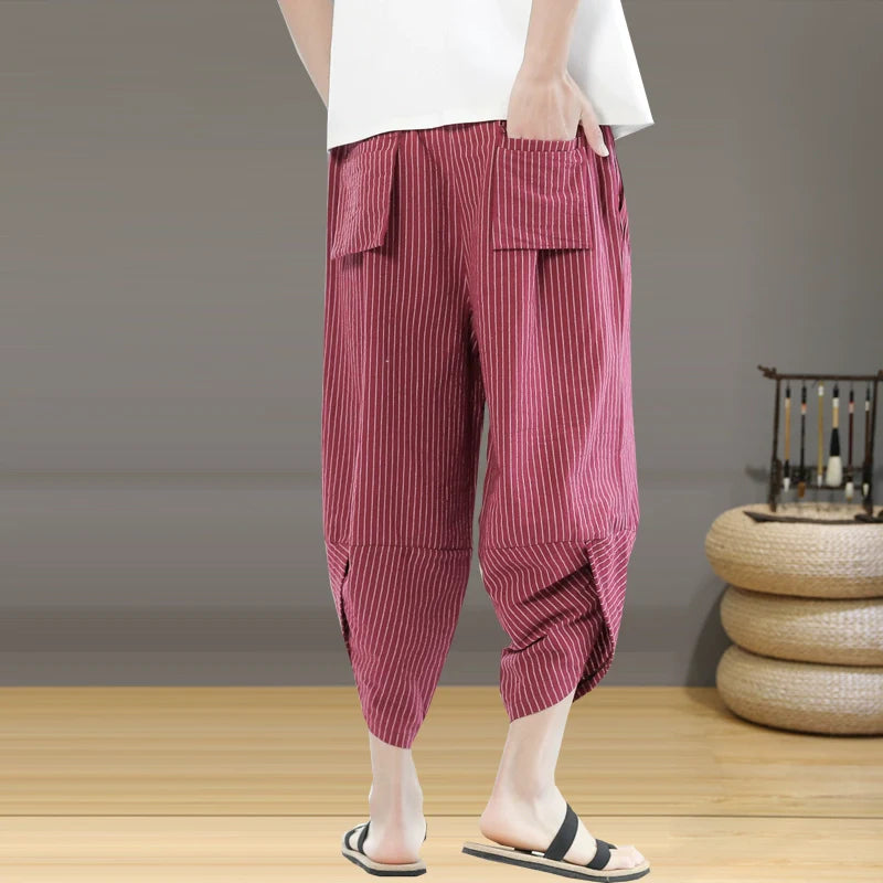 Striped Carrot Loose Wide-leg Casual Pants