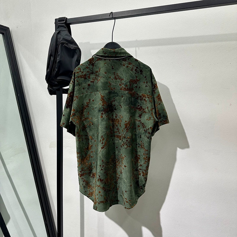 Vintage Print Loose Lapel Shirt