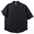 Vintage Stand Collar Loose Shirt