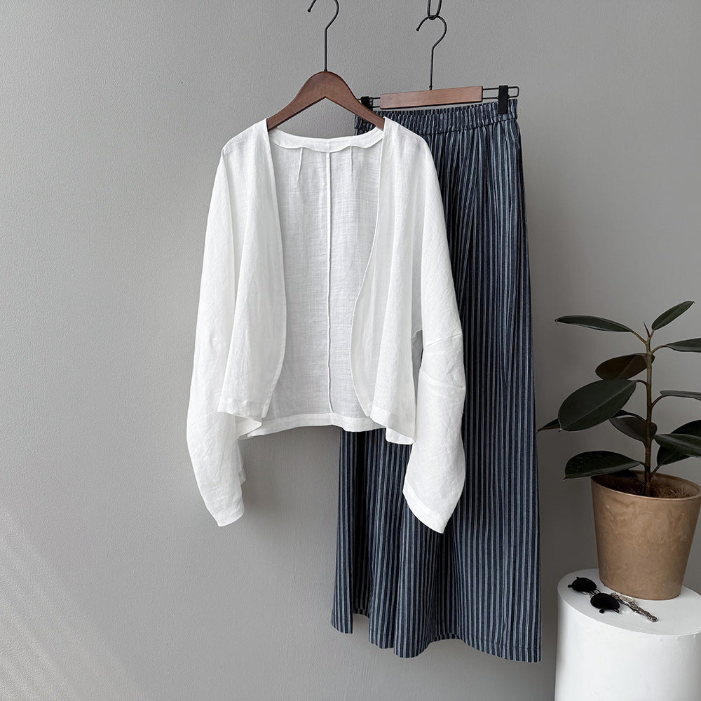 Vintage Ramie Loose Cardigan Shirt