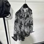 Retro Hollow Print Loose Casual Shirt