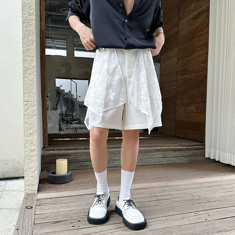Loose Lace Panel Casual Shorts