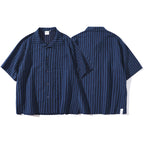 Japanese Retro Striped Loose Casual Work Shirt