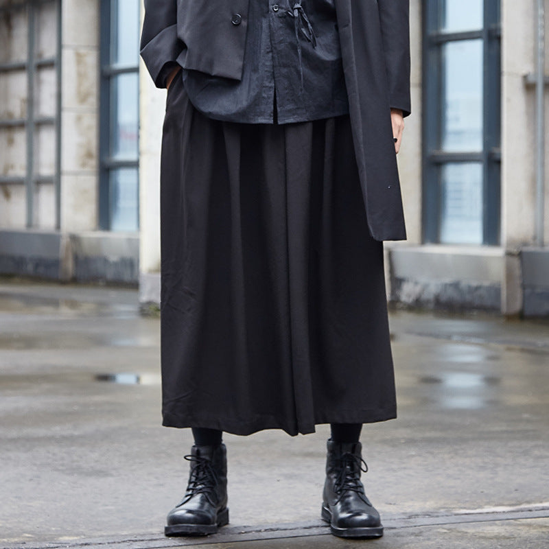 Dark Pleated Culottes Hakama Pants
