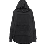 Dark Loose Hooded Pullover Sweatshirt