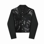 Loose-fitting Cropped Sequined Jacket