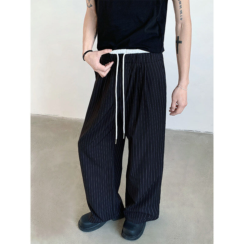 Retro High Waist Drape Striped Casual Pants