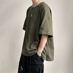 Japanese Loose Large Collar Cotton and Linen T-shirt
