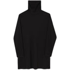 High Neck Side Slits Long Sweatshirt