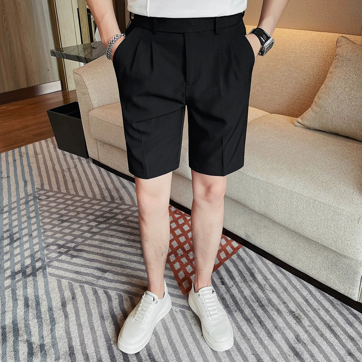 Summer Solid Color Casual Slim Fit Shorts