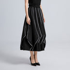 Irregular Pleated Contrast Color High Waist Skirt Pants
