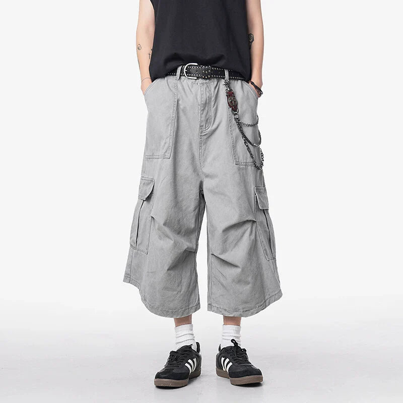 Loose Straight Wide-leg Casual Cropped Trousers