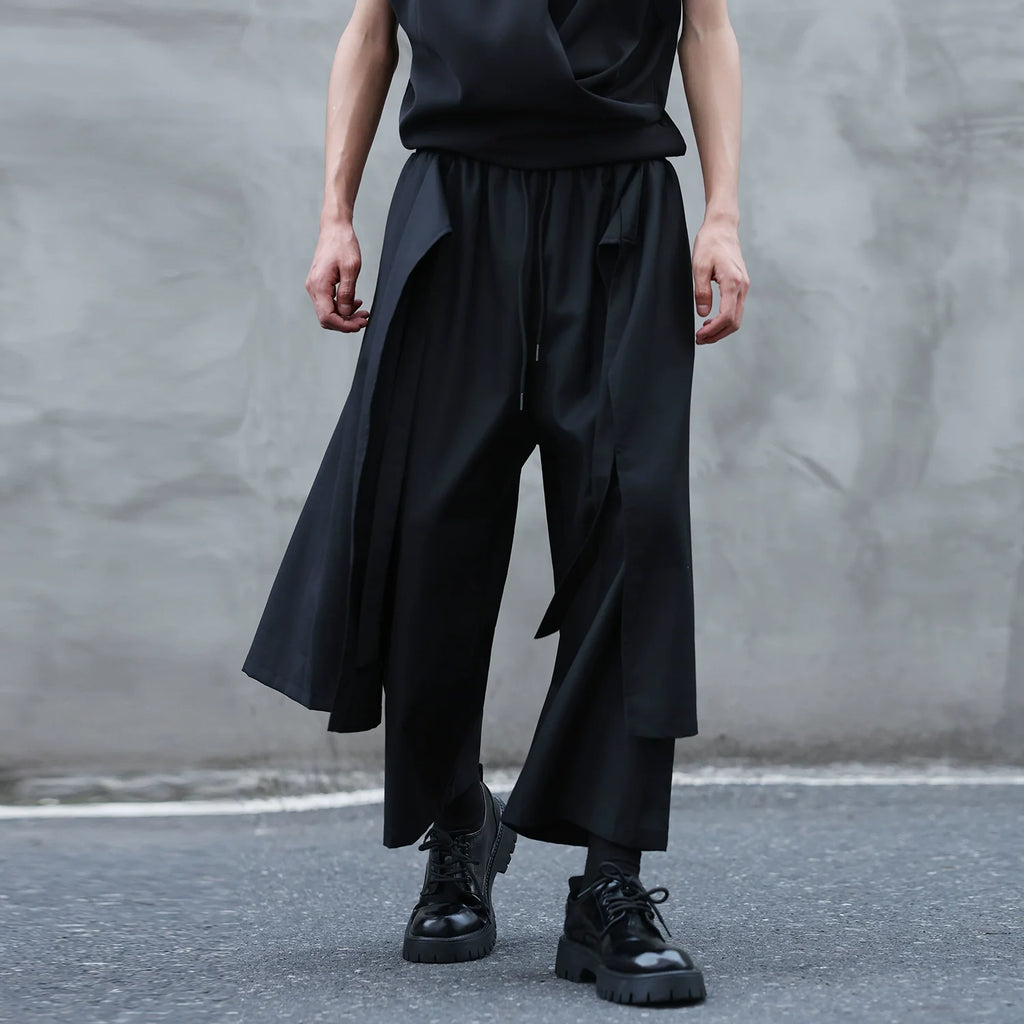 Japanese Fake Two-piece Draped Straight Wide-leg Pants