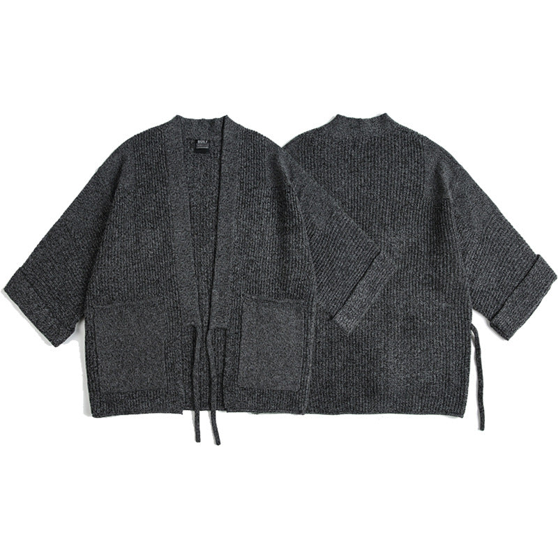 Japanese Retro Kendo Kimono Robe Loose Knitted Cardigan