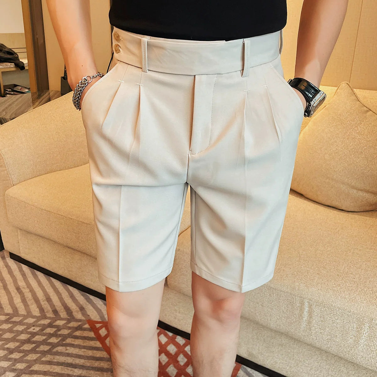 Summer Solid Color Casual Slim Fit Shorts