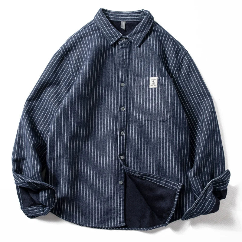 Striped Retro Slim Fit Casual Shirt Top