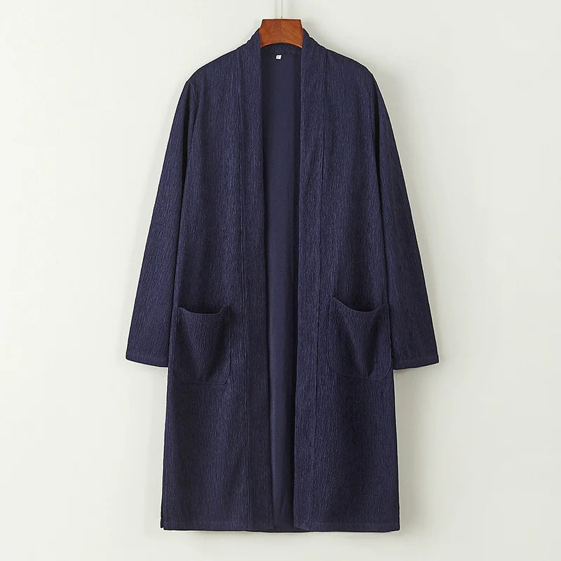 Vintage Long Solid Color Cardigan