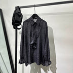 Vintage Pleated Embossed French Loose Hollow Breathable Shirt