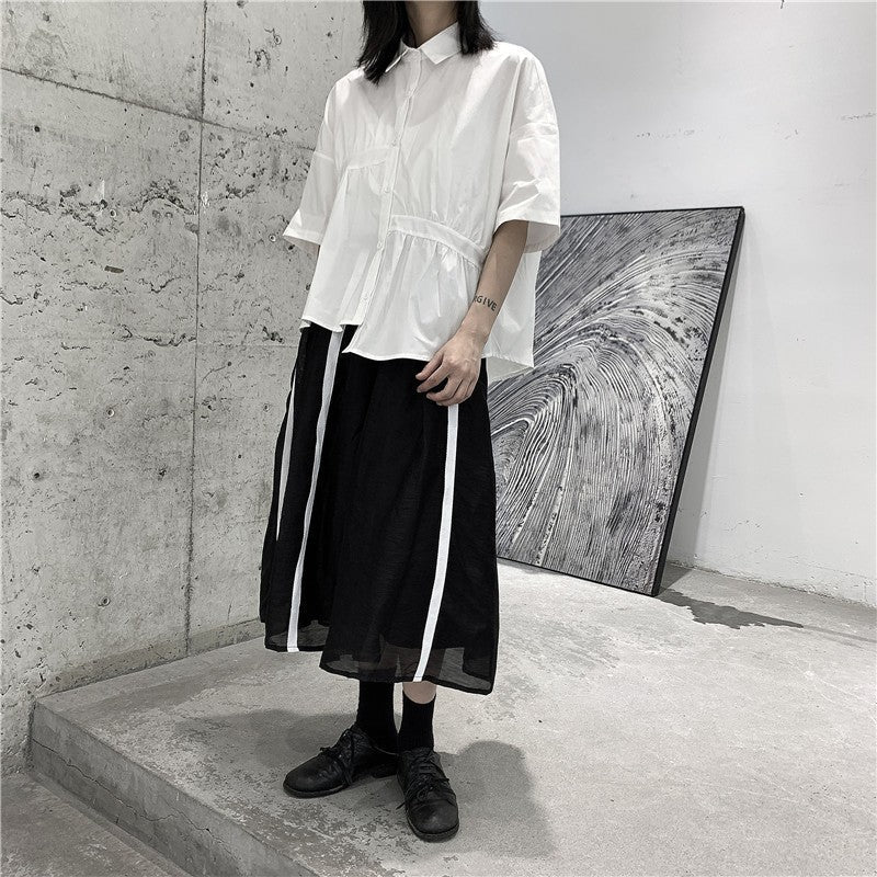 Japanese Style Irregular Pleated Loose T-shirt