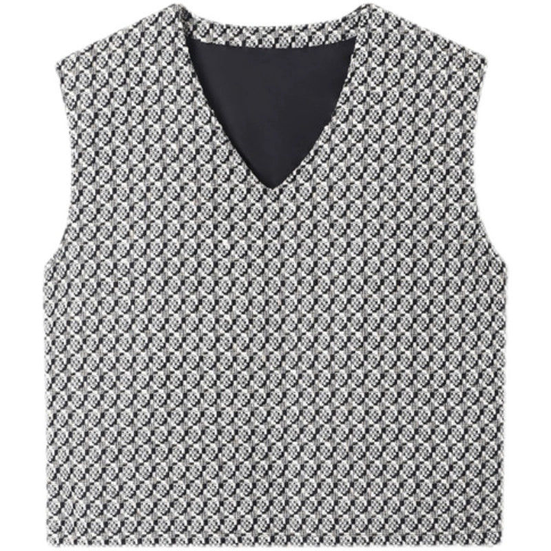 V-neck Pullover Woven Chunky Floral Waistcoat