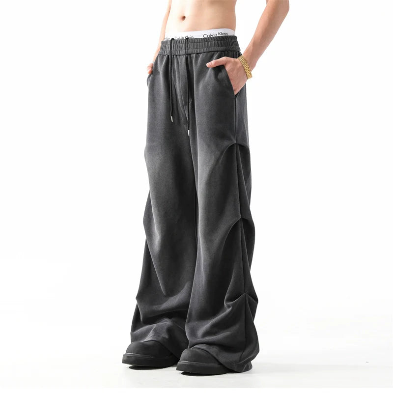 Heavy Pleated Wide-leg Casual Pants