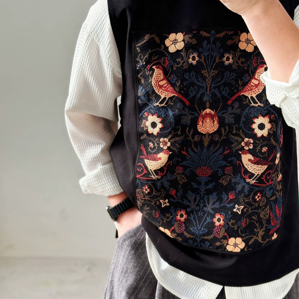 【Nightingale】Round Neck Pullover Patch Loose Vest