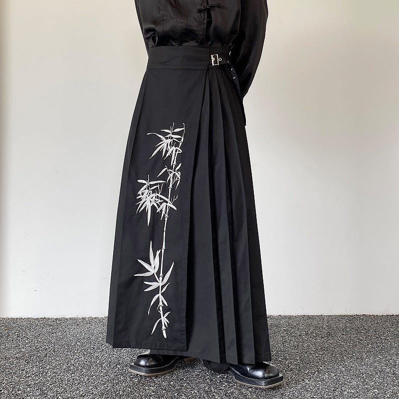 Vintage Embroidered Pleated Skirt Hakama