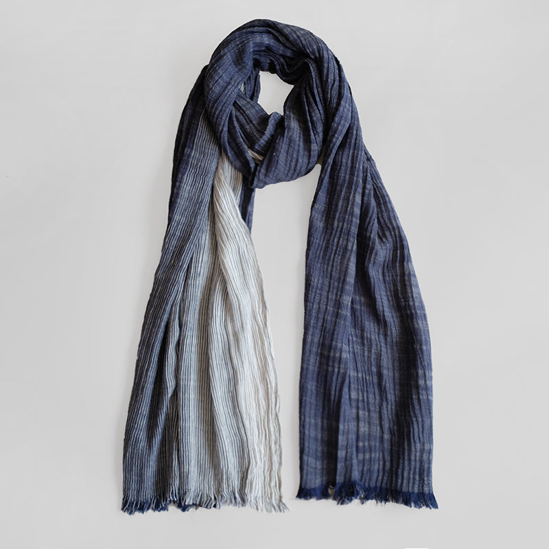 Soft Cotton Linen Vintage Raw Edge Shawl