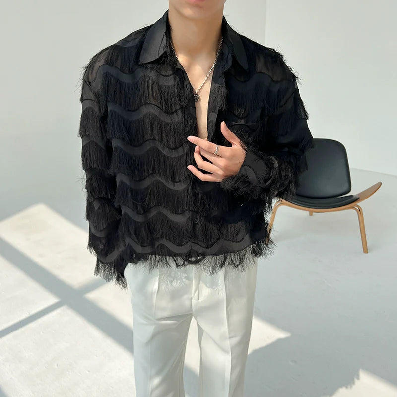 Three-dimensional Wave Tassel Shirt