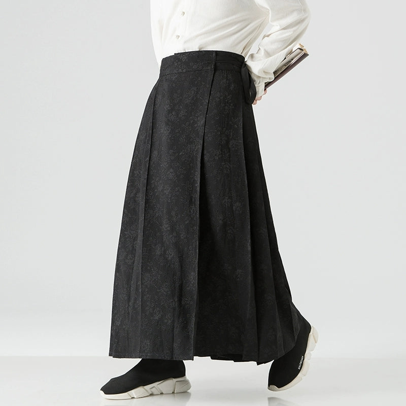 Hanfu Tie Pleated Skirt Hakama Pants