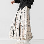 Calligraphy Print Culottes Hakama Pants