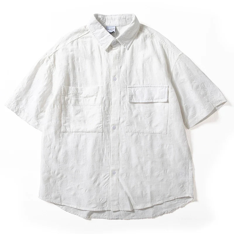Jacquard Loose Casual Short-sleeved Shirt