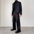 Dark Pattern Jacquard Knot Design Casual Pants