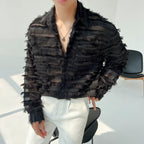 Tassel Striped Hollow Loose Shirt