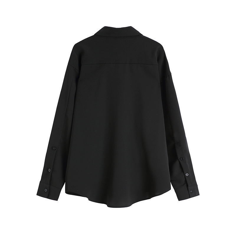 Chain Loose Black Long Sleeve Shirt