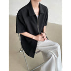 Casual Short-sleeved Shirt with Double Zipper