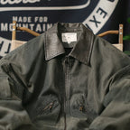 Washed Cargo Lapel Leather Collar Jacket