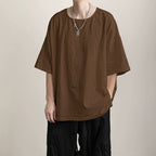 Japanese Loose Large Collar Cotton and Linen T-shirt