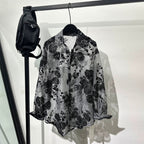 Retro Hollow Print Loose Casual Shirt