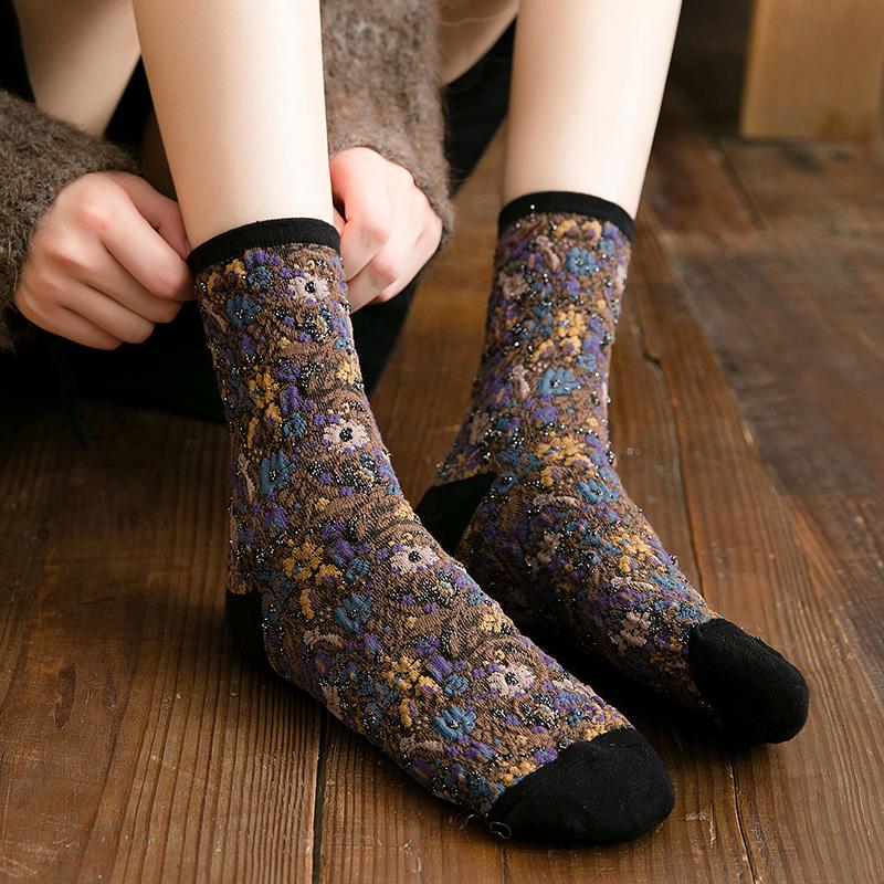 Winter  Ethnic Cute Floral Socks