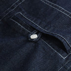 Washed Patchwork Multi-pocket Denim Shirt