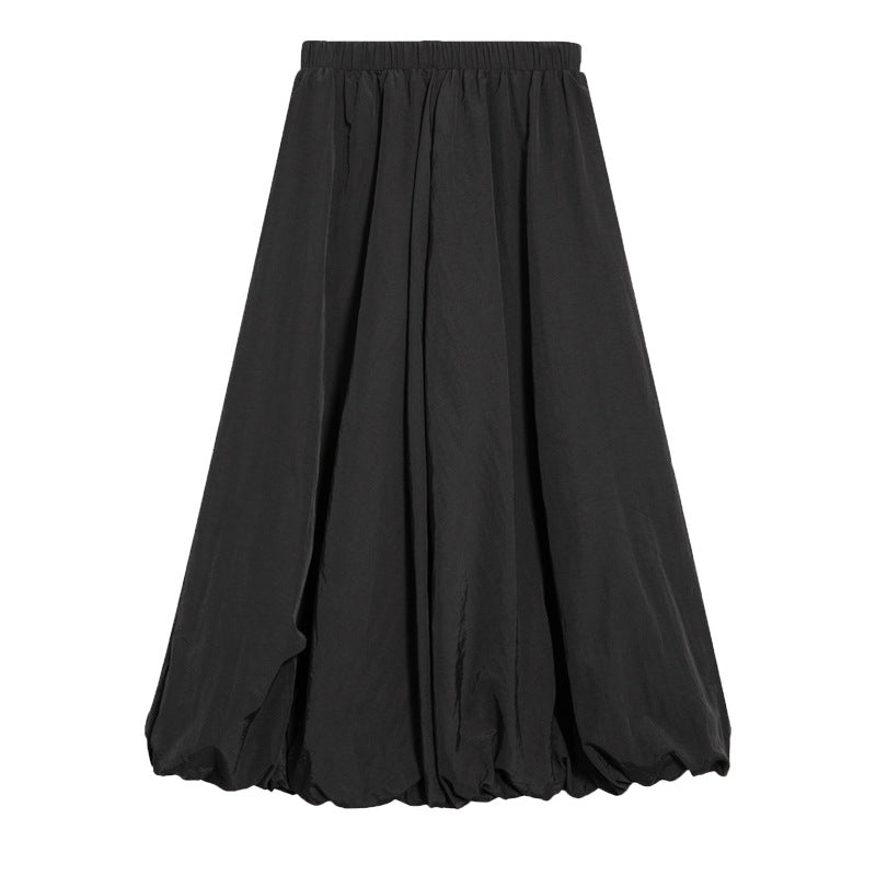 High Waist Loose Mid-length A-line Skirt