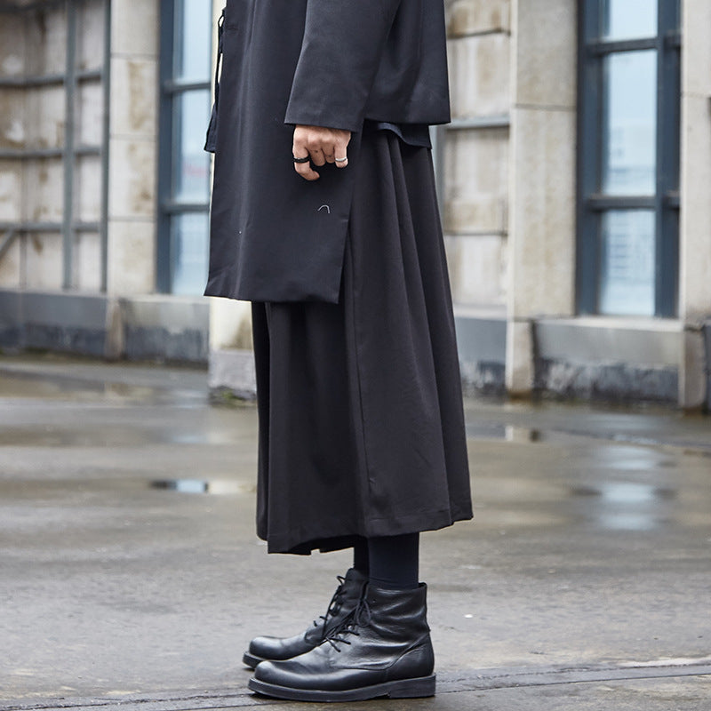Dark Pleated Culottes Hakama Pants
