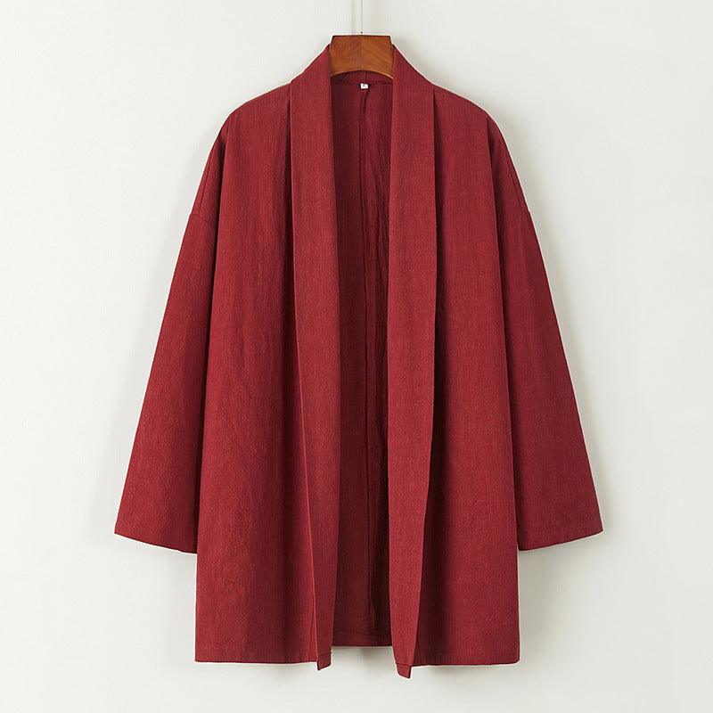 Loose cardigan cotton and linen Coat