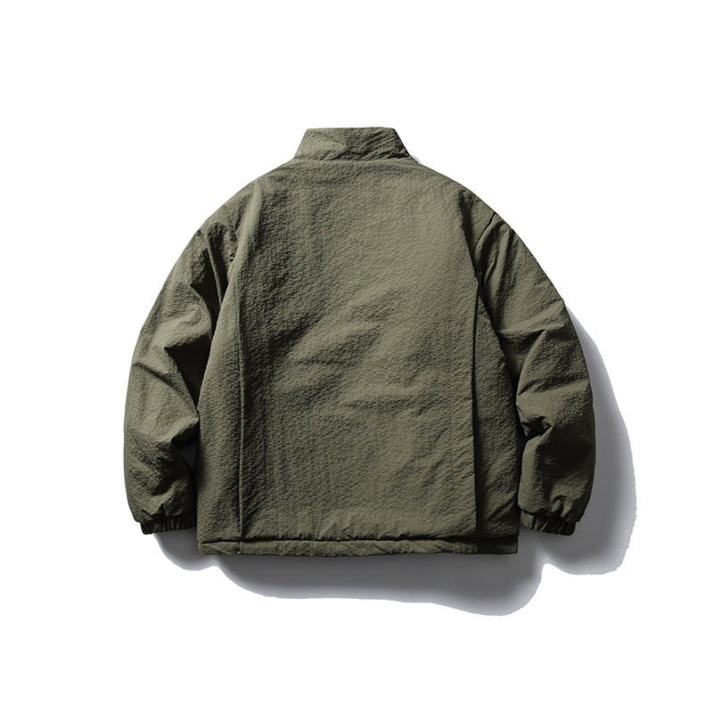 Japanese Solid Color Warm Stand Collar Cotton Coat